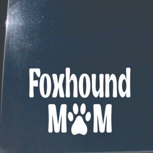 White Foxhound Dog Mom Vinyl Window Decal